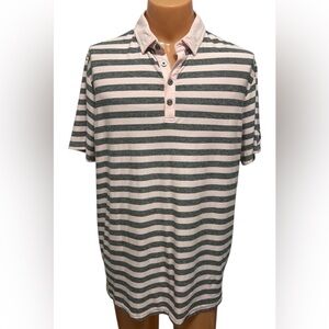 Anderson Ord Waikiki Striped Performance Polo Shirt Men’s XL Aloha Pink & White.